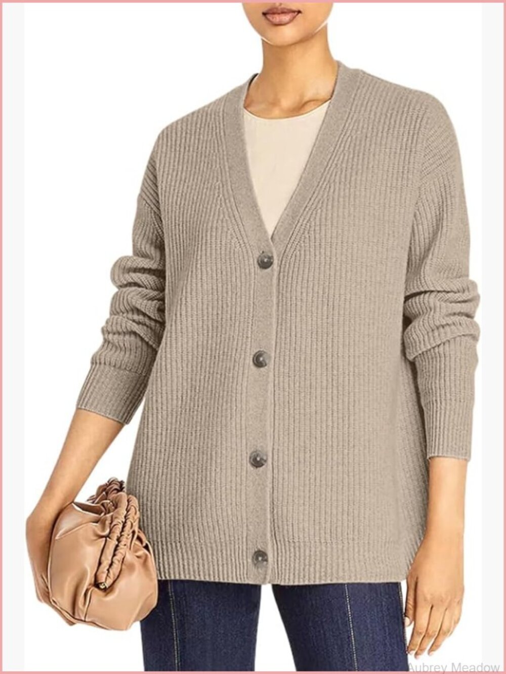 Open Front Oversized V-Neck Cardigan Sweater Long Sleeve Chunky Knit